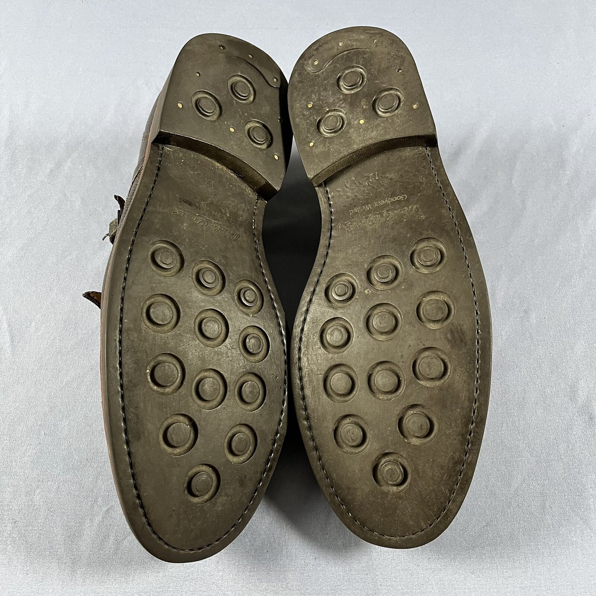Hardy Amies Double Monk Brown Leather Dress Shoes Mens Size  display picture 3