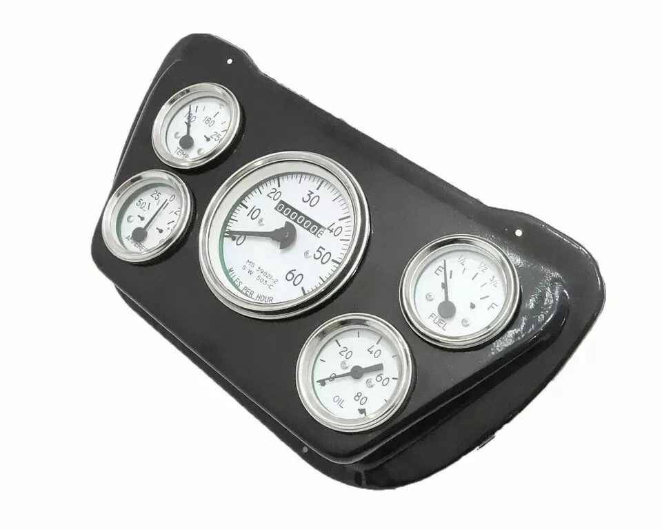 Panel Dash Gauge Instrument Cluster + Black Mounting Plate For Willys CJ - Imagem 4 de 4