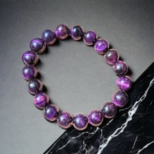 Purple Tiger's Eye Reiki Healing Bracelet 10mm Men  Women Bracelet Crystals