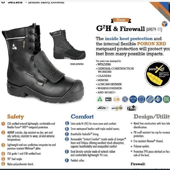 Acton G2H Firewall Sparks Protection Welding Work Boots Mens  display picture 2