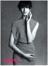 1998 Versace Print Ad, Model Erin O’Connor Pinup Formal Business Dress Arms NY