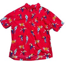 Chubbies The Nutter Mens Medium Red Parrot Aloha Shirt Made in USA