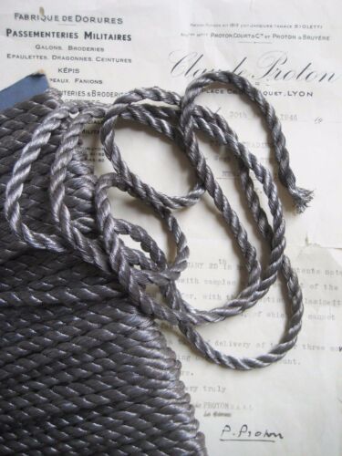 1 yd Vintage Antique French Pewter Color Metallic Rope Cord Trim 5/16"  - Picture 1 of 1