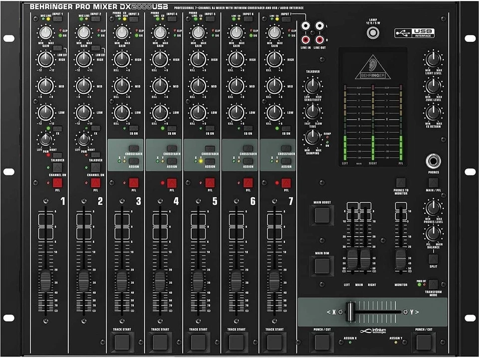 Behringer Pro Mixer DX2000USB 7-channel DJ Analog Mixer Audio Equipment JP NEW - Image 2 of 4