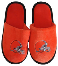 CLEVELAND BROWNS Slip-On Slippers SIZE Men's S 7-8 Orange, Trim Is Brown