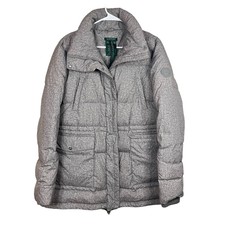 Lauren Ralph Lauren Puffer Coat Down Waterfowl Feathers Wool Blend Gray Women Xl