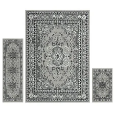 Home Dynamix Ariana Ksara Traditional Medallion Border Area Rug, Grey/Black,
