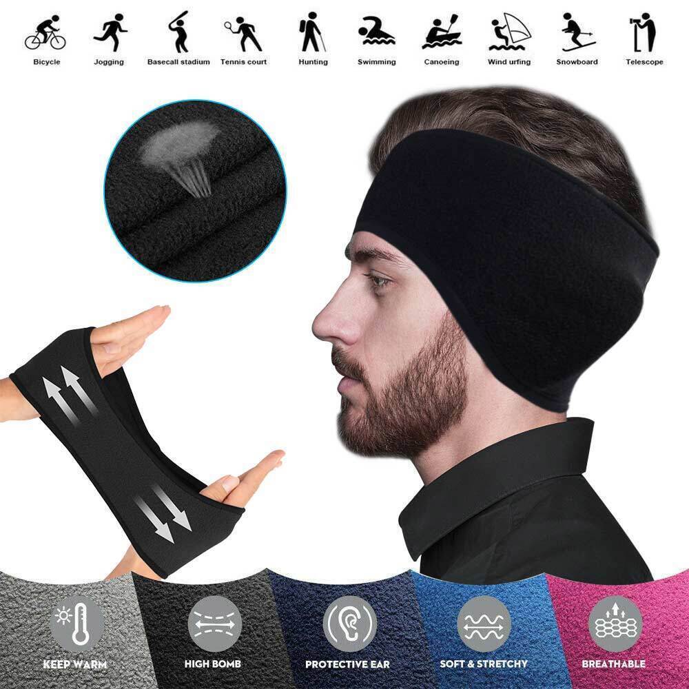 Unisex Soft Fleece Running Headband Winter Warmer Ear Muff Ski