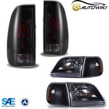 Tail Lights Black Headlights Front Rear Lamps For 1997-2003 Ford F150 Smoke Tail Lights Black Headlights Front Rear Lamps For 1997-2003 Ford F150 Smoke