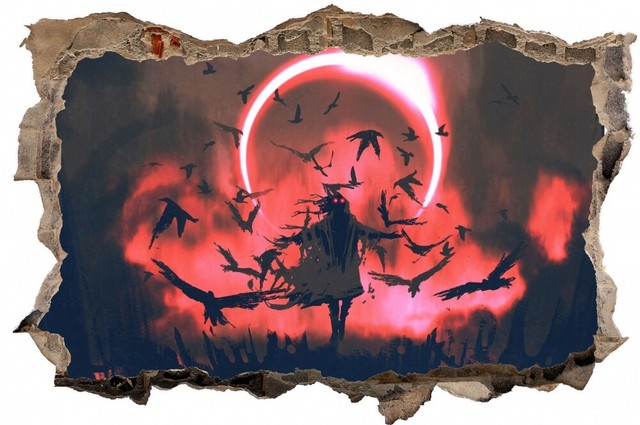 Sonnenfinsternis Raben Rote Augen Wandtattoo Wandsticker Wandaufkleber D2305 Ebay