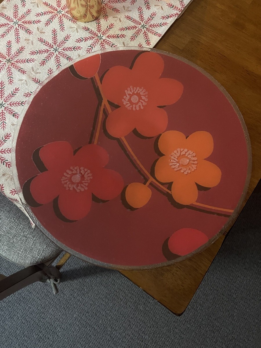 18” fuzion peggy karr glass plate orange red circle petals | eBay