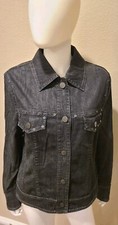 Escada Black Denim Jacket Studded Size 44