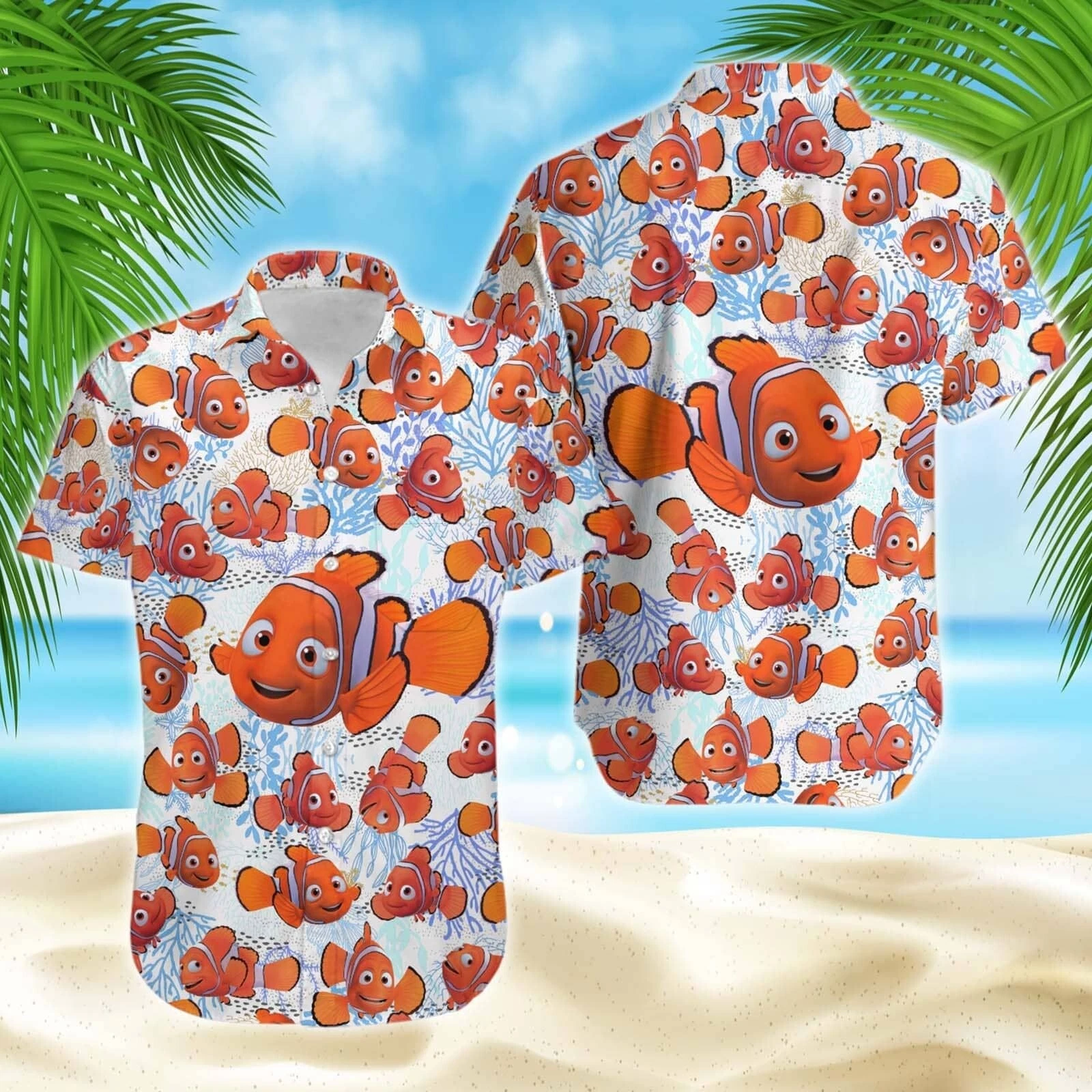 Nemo Hawaiian Shirt, Nemo Beach Summer Shirt, Finding Nemo Button Down Shirt, Comfortable Short Sleeves