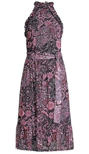 michael kors empire waist dresses Michael Michael Kors Womens Metallic Tiered Midi Dress Blue L