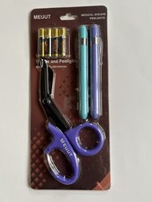 MEUUT 2 Penlights and Medical Shears Purple and Turquoise New