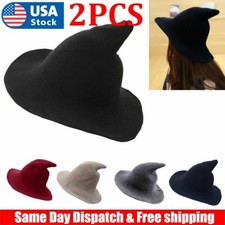 2PC Modern Witch Hat Made From High Quality Sheep Wool Halloween Party Witch Hat
