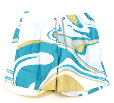 Franks Blue  White Garden Island Print Swim Shorts Trunks Men's M