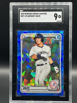 2020 Bowman Chrome Sapphire ANTHONY VOLPE 1st #BCP-139 SGC 9 Mint