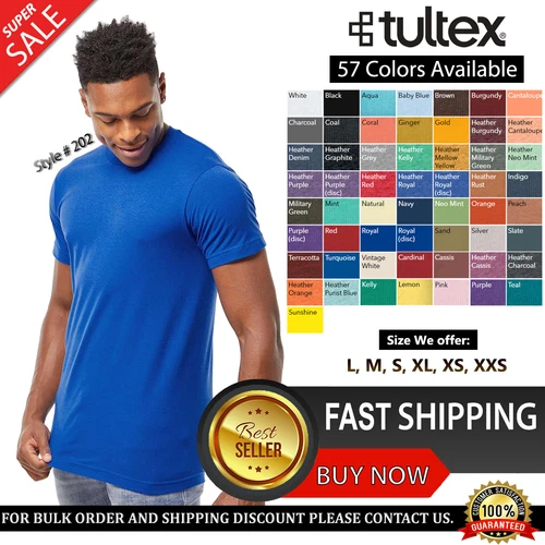 Tultex Unisex T Shirt Cotton/Polyester Short Sleeves Fine Jersey T-Shirt - 202 - product listing photo