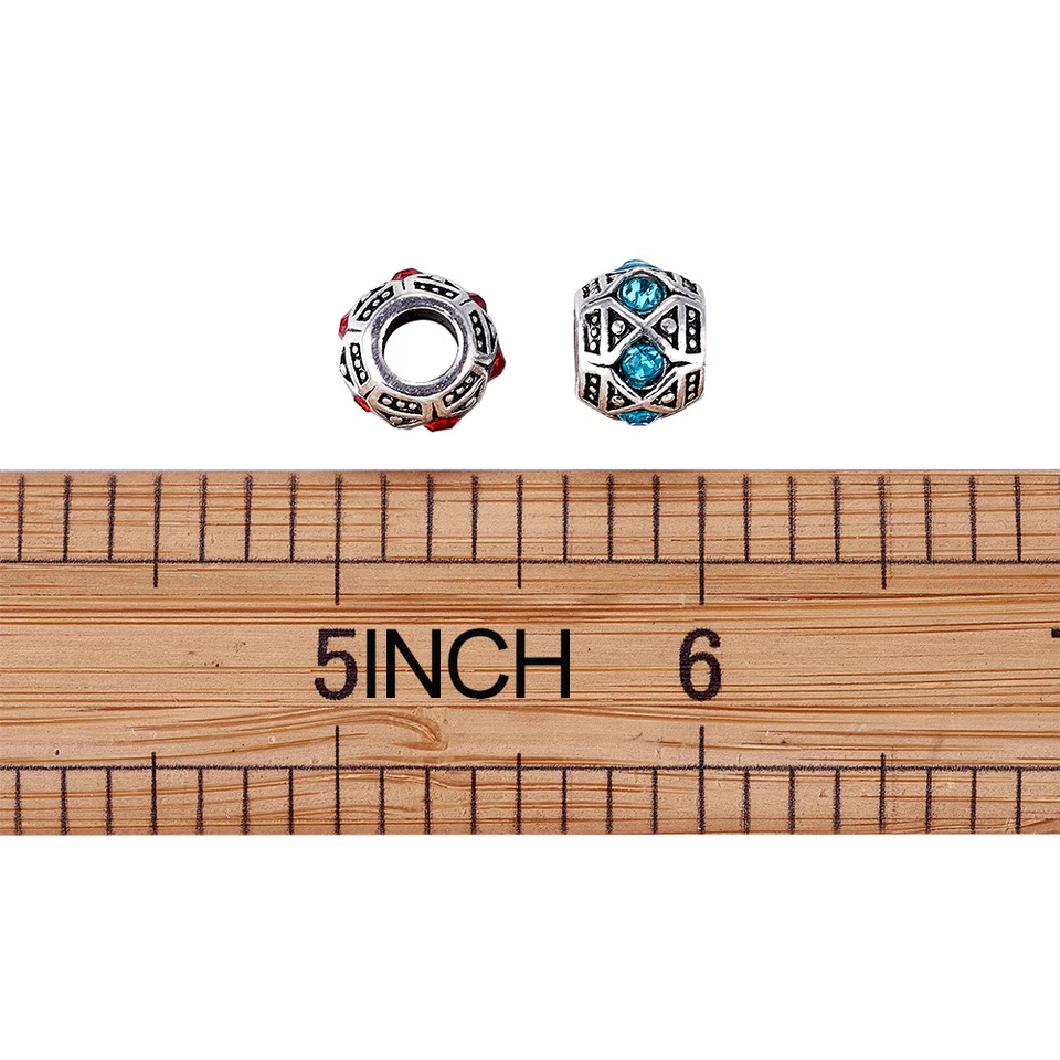 50 piezas de dijes de rondelle facetados de aleación tibetana con estrás de plata 11 mm Foto 3 de 4