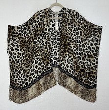 Chicos Leopard Ruana Kimono Open Cardigan Animal Print Wrap Shawl One Size NWT