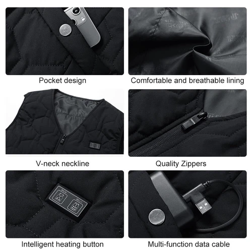 Beheizter Mantel 21 Heizzonen mit 10000mAh Akku Elektroheizung Kapuzenjacke - Bild 16 von 46