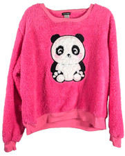 Weekending girl's XL 14/16 panda fuzzy top and fuzzy pants NWT