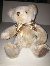 FAO Schwarz Light Brown Teddy Bear Polka Dot Bow 10" Plush Stuffed Animal Toy