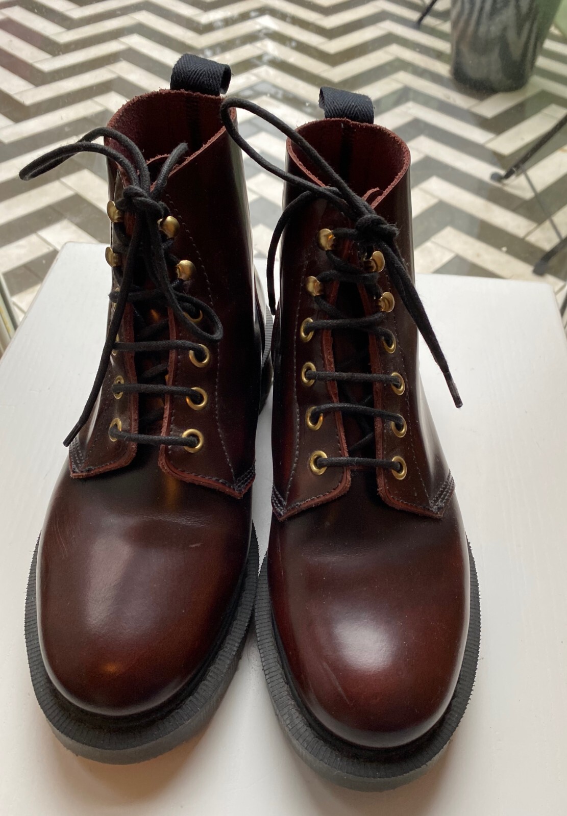 Toast x Solovair Burgundy High Shine Derby Boots Size 4 eBay