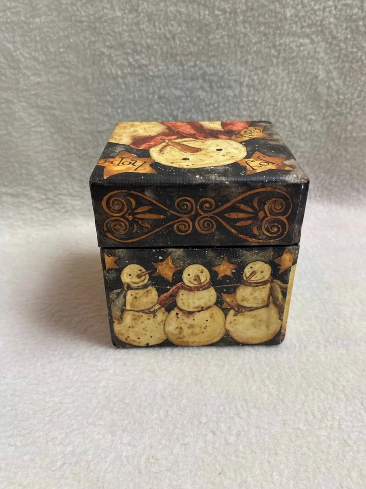 Lang Bob's Boxes - Small Decorative Box with Primitive Snowmen -'Believe in Bob' - Image 3 of 4