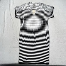 BCBGeneration Striped V-Neck Tunic Dress Cinched Hem NWT Size Medium