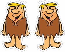 BARNEY RUBBLE THE FLINTSTONES CARTOONS ETC Motorsport Vintage Car Sticker x2