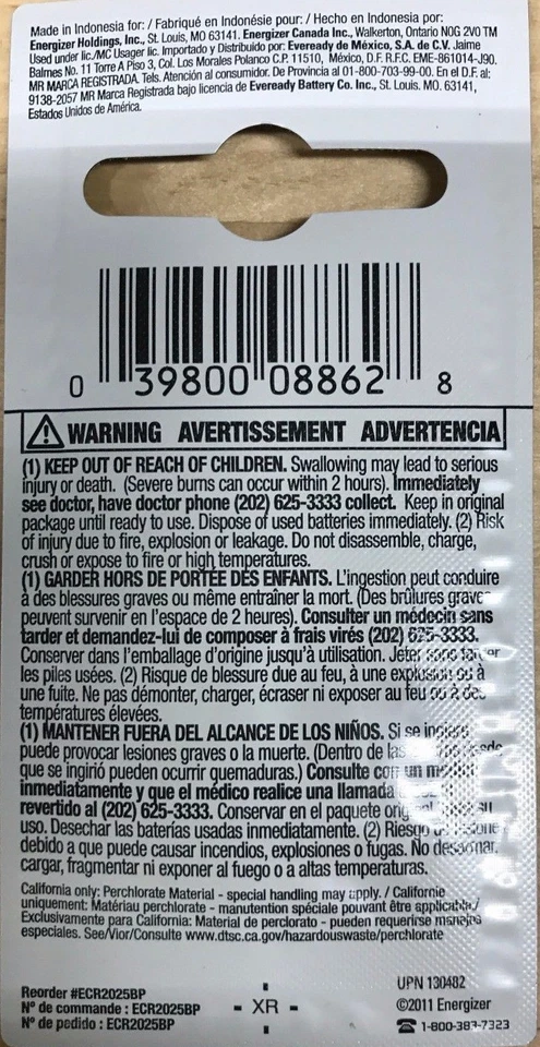 Energizer - CR2025 - Watch/Electronic/Specialty Battery, 2025 - Image 2 of 2