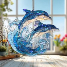 Dolphins Ocean Wave Acrylic Suncatcher