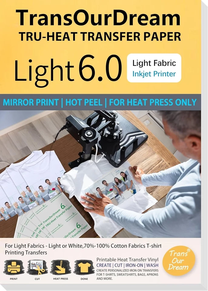 TransOurDream Tru-Heat Transfer Paper Light for Heat Press Machine Printable - Image 2 of 4
