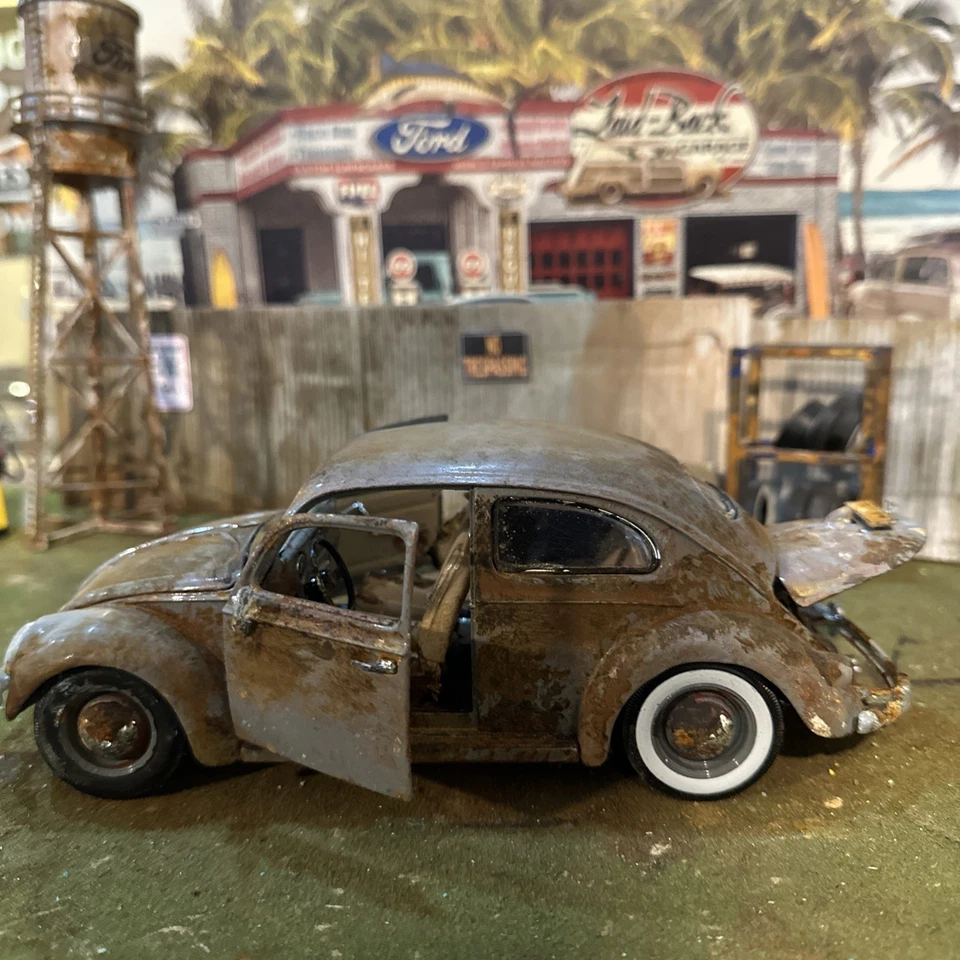 1955 Volkswagen Bug Oval Window - Barn Find Cars - 1:18 DIECAST - Weathered - Image 4 of 4