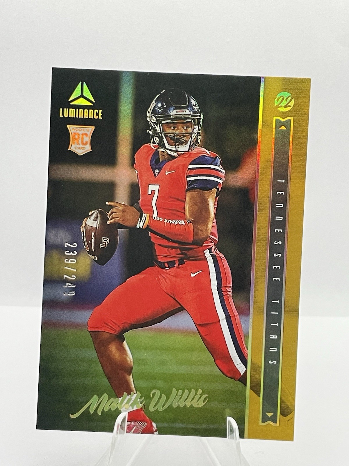 Panini 2022 Luminance Gold Malik Willis Rookie Serial #103 Tennessee Titans /249