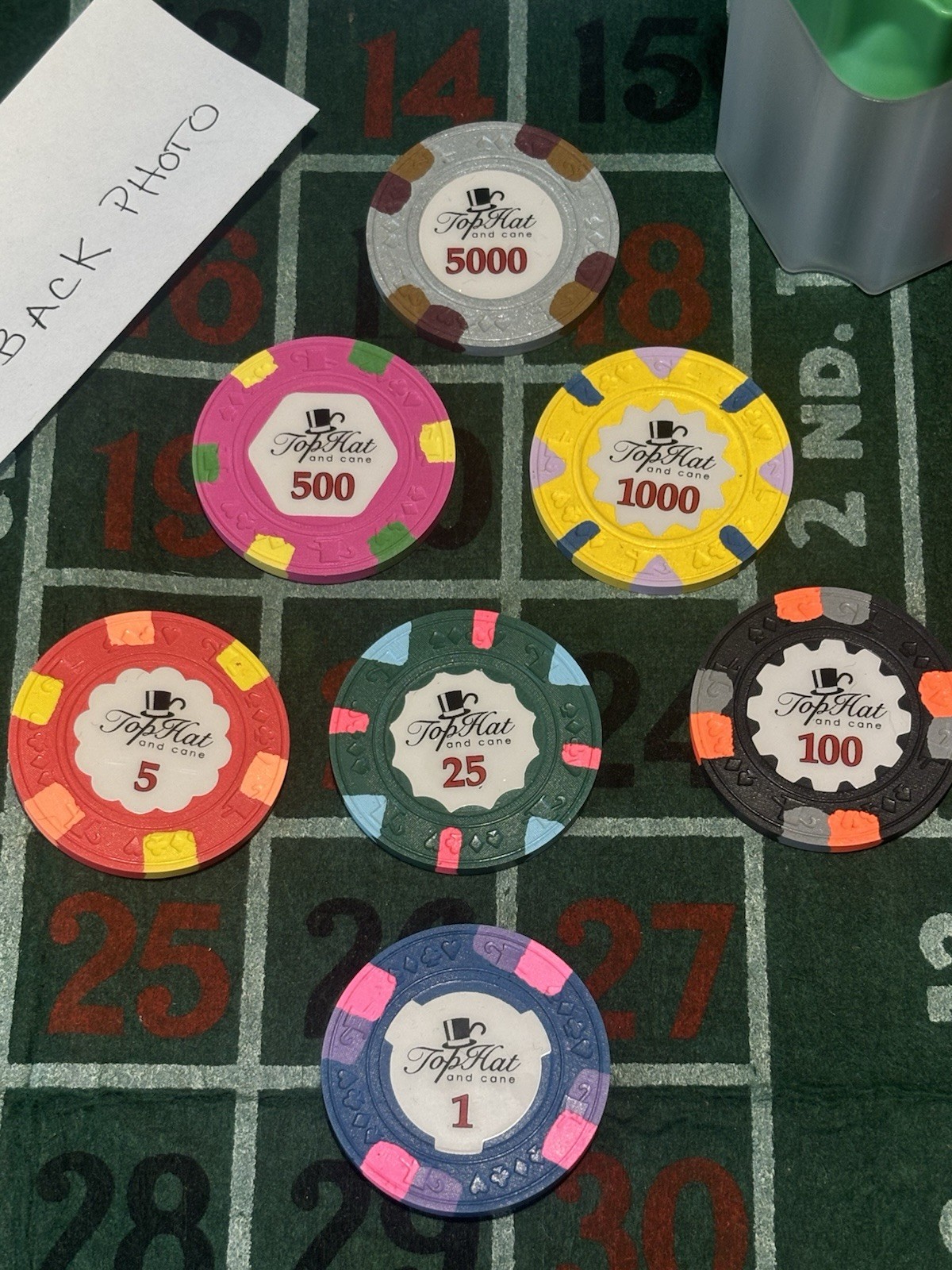 Rare SAMPLE SET Paulson World Top Hat And Cane WTHC Poker Chips Clay