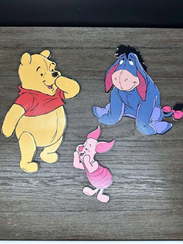 Винтажный Винни-Пух и друзья Disney настенное искусство лот из 3 детской прессованной доски - Изображение 2 из 4