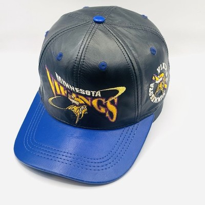 VTG Minnesota Vikings Leather NFL Adjustable Hat Cap ProElite Made USA SKOL 90s