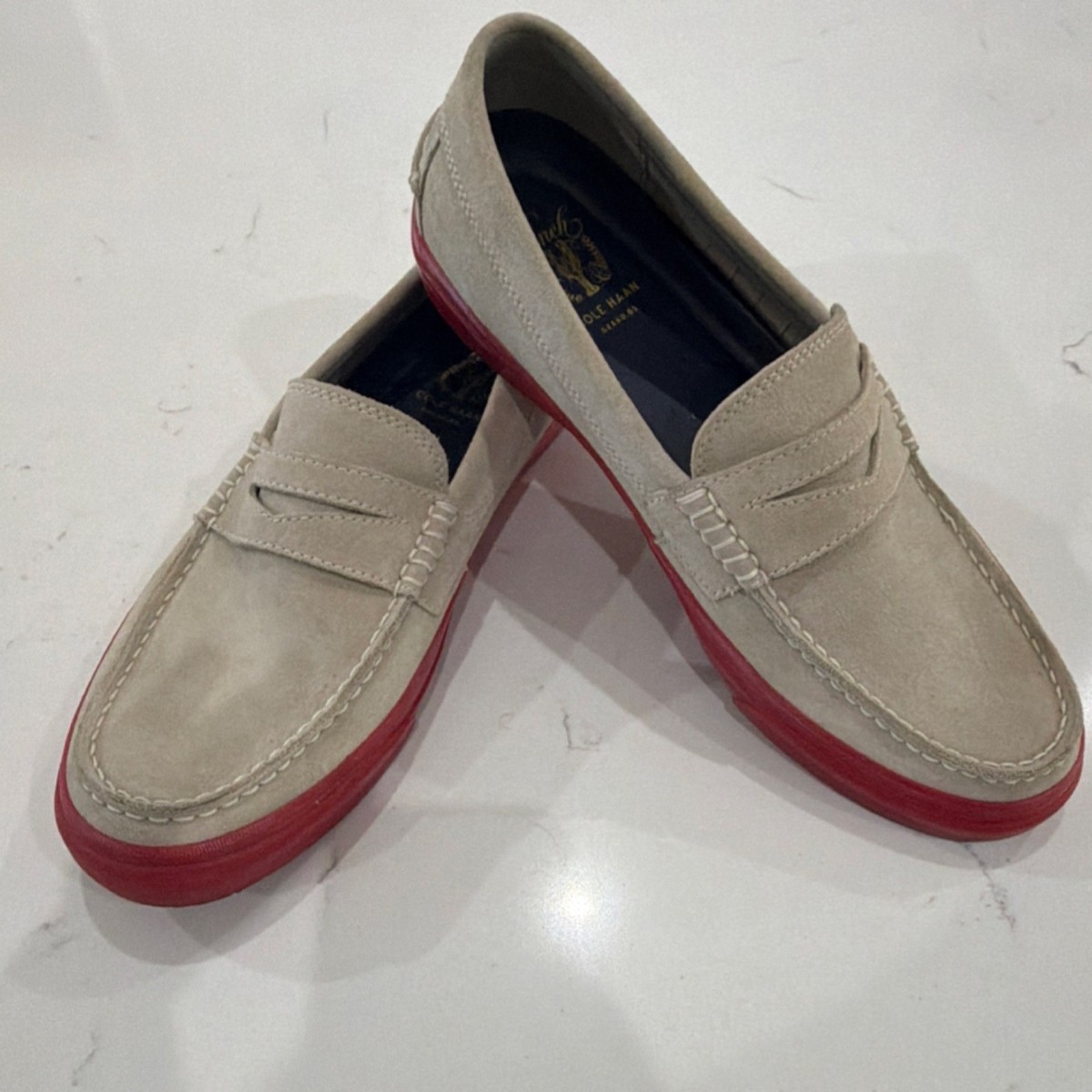 Cole Haan Pinch Maine Classic Beige Suede Loafers Men
