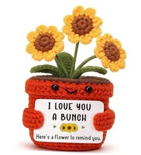 Sunflower Gifts for Women, I Love You a Bunch Crochet Flowers, Handmade Potted