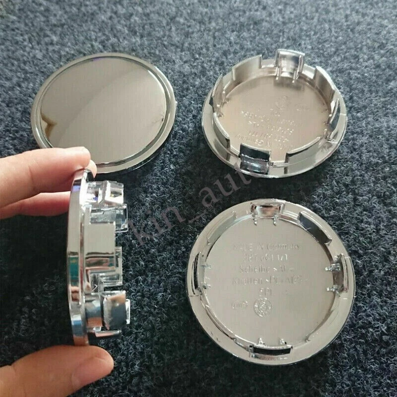 Tapacubos centrales de llantas cromadas plateadas 4 piezas Tapacubos Cubierta Accesorios para automóviles Foto 3 de 4