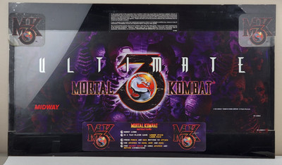 Original 1995 Midway Ultimate Mortal Kombat 3 Arcade Game Header Overlay Panel