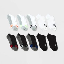 Kids' 10pk No Show Athletic Socks - All In Motion  White/Black M