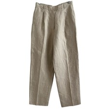 Vintage 100 Linen High Rise Straight Leg Trouser Pants 6 8 Lined Summer Retro