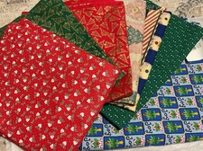 Mixed Lot Of 7 Vintage Christmas Holiday Cotton Fabric - 0.5 - 3 yds.