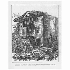 RUSSO-TURKISH WAR Destroyed Turkish Graveyard at Matchin - Antique Print 1877