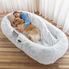 Human Dog Bed 71"x45"x12" Fits You Pets Washable Faux Fur Orthopedic Plump