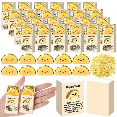Wettarn 24 Sets Taco Positive Gifts Cute Stress Balls with Taco, Yellow 